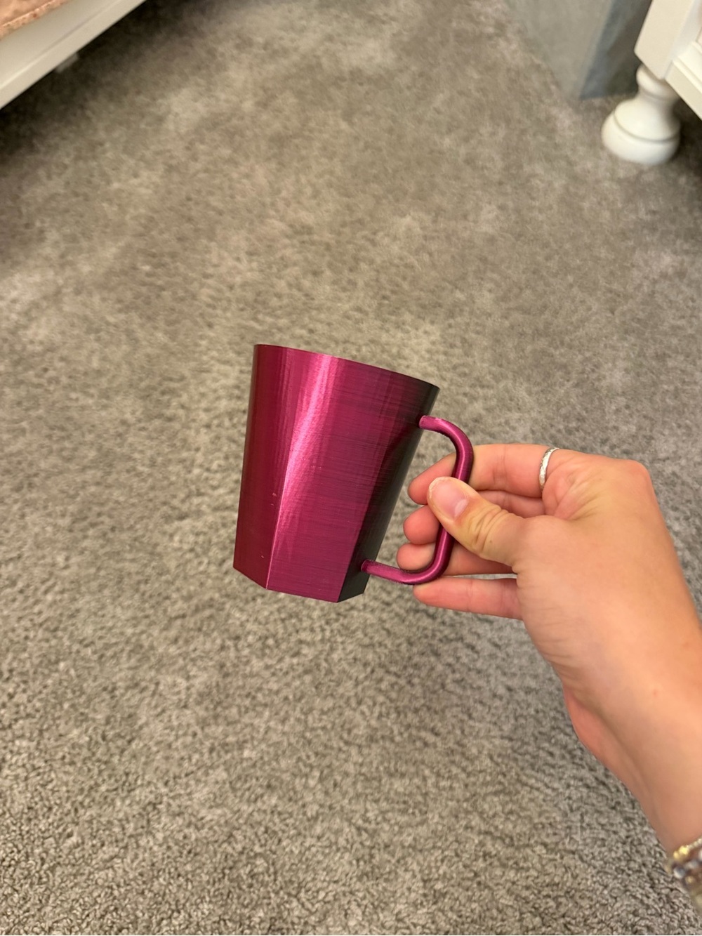3D Printed Metallic Fuchsia and Green Decorative Mug with Handle